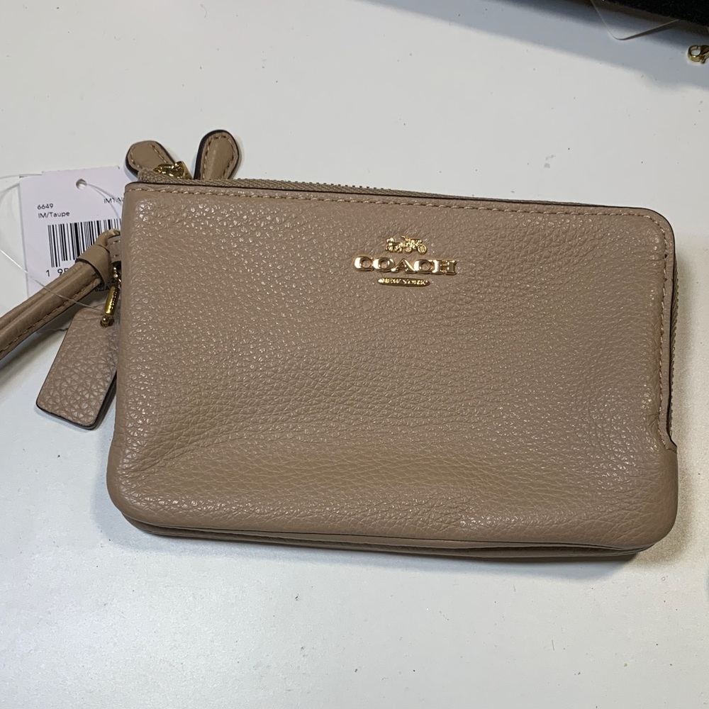 Coach Beige Leather Wristlet